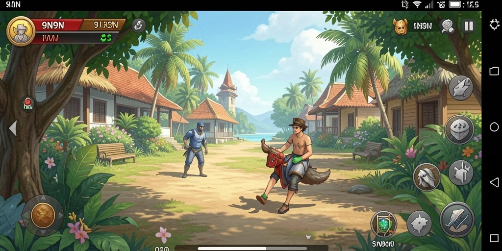 Tampilan gameplay <strong>9N9N</strong> yang ceria dan menghibur.