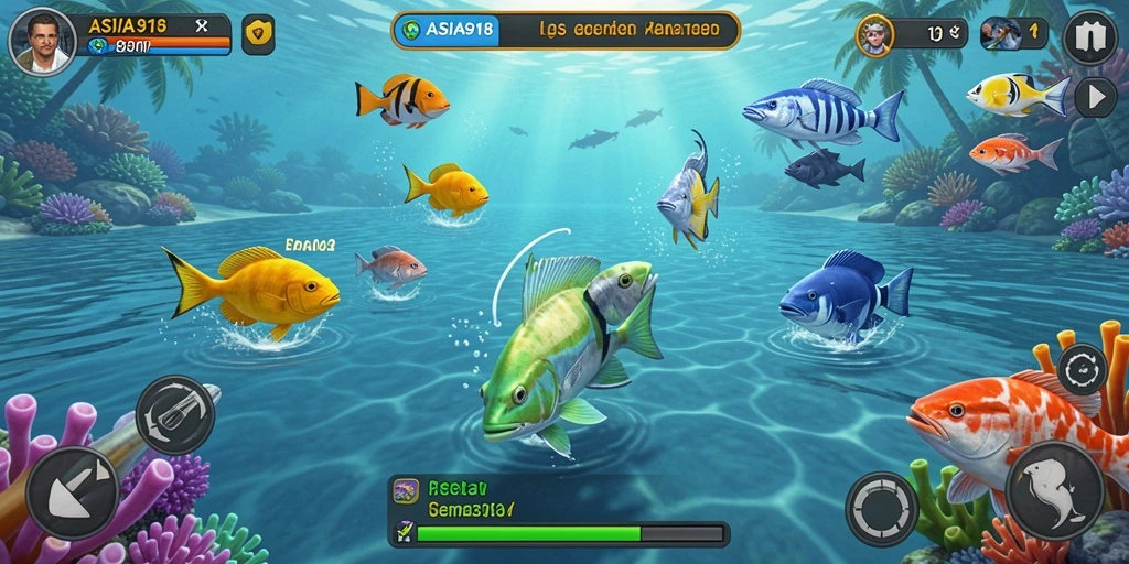 Tampilan gameplay menembak ikan yang seru dan menarik.