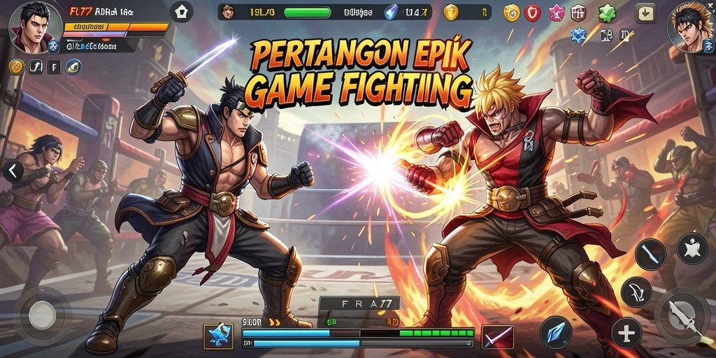 Tampilan gameplay <strong>FURLA77</strong> dengan aksi pertarungan yang intens dan karakter yang unik.