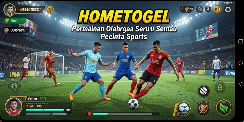 Screenshot HOMETOGEL menampilkan aksi pertandingan olahraga yang seru.