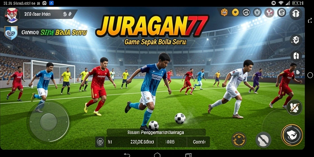 Tampilan gameplay seru dalam JURAGAN77 dengan aksi sepak bola yang mendebarkan.