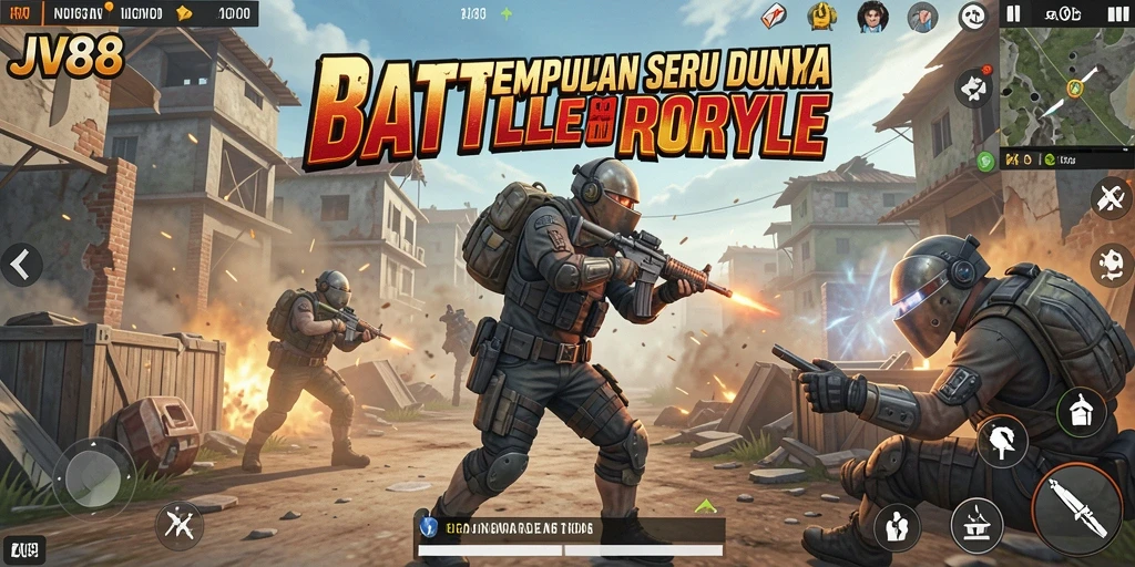 Tampilan permainan <strong>JV88</strong> yang mendebarkan dalam aksi Battle Royale.