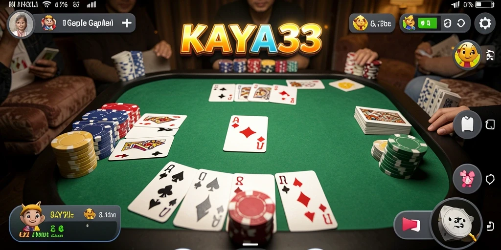 Screenshot gameplay KAYA33 menampilkan momen seru bermain Gaple.