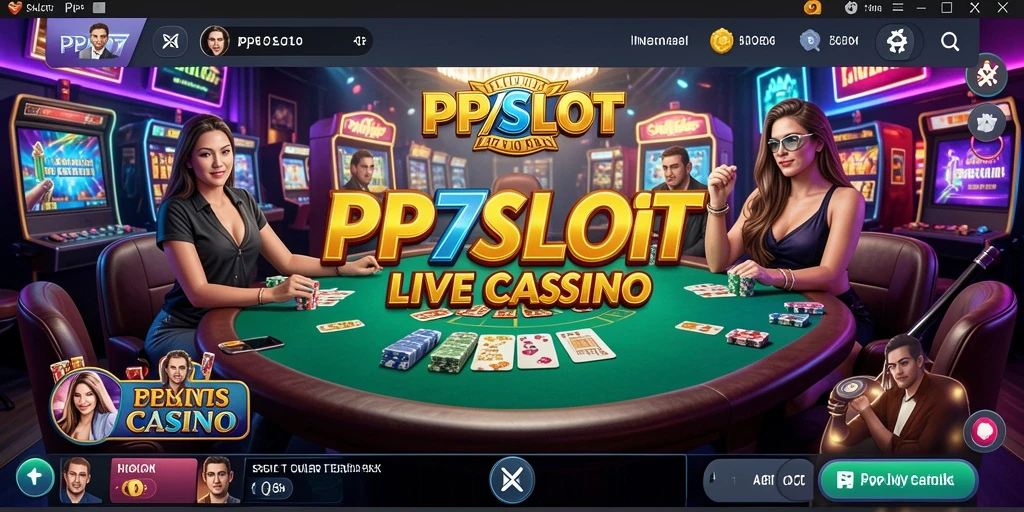 Screenshot gameplay PP7SLOT menunjukkan dealer profesional dalam aksi di meja kasino.