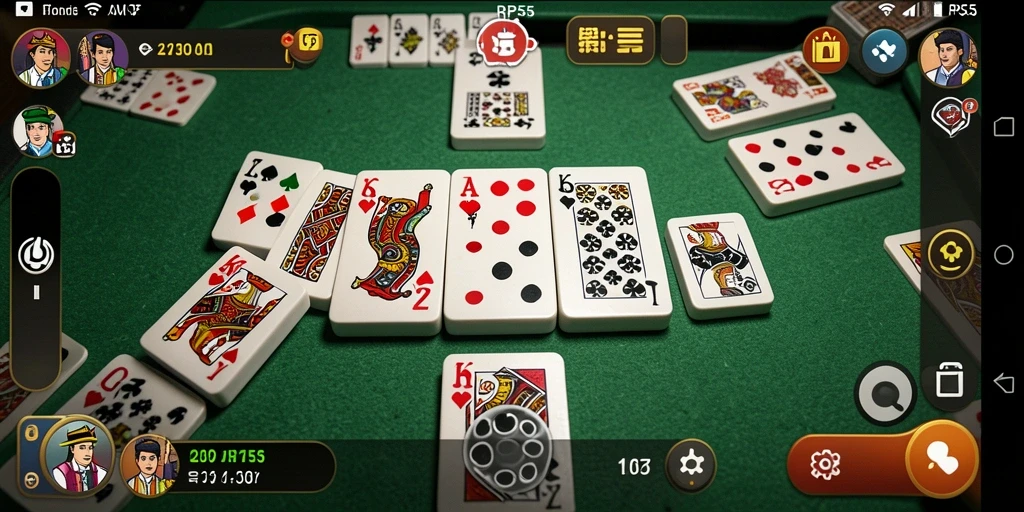 Screenshot gameplay RP55 menampilkan serunya permainan Domino.