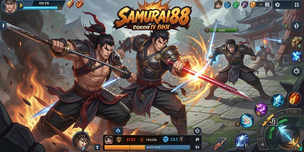 Tampilan gameplay <strong>SAMURAI88</strong> yang dinamis dan penuh aksi.