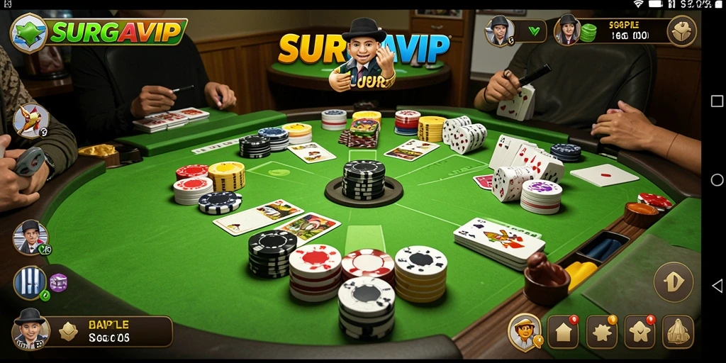 Tampilan menarik dari gameplay SURGAVIP saat bermain Gaple.