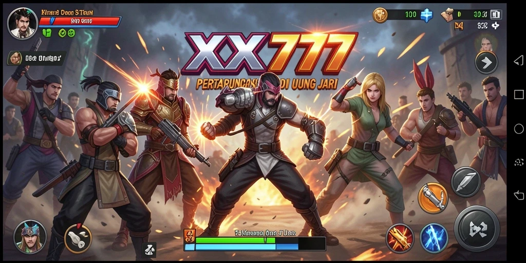 Screenshot utama XXX777 menunjukkan aksi pertempuran yang intens dan grafis yang menawan.